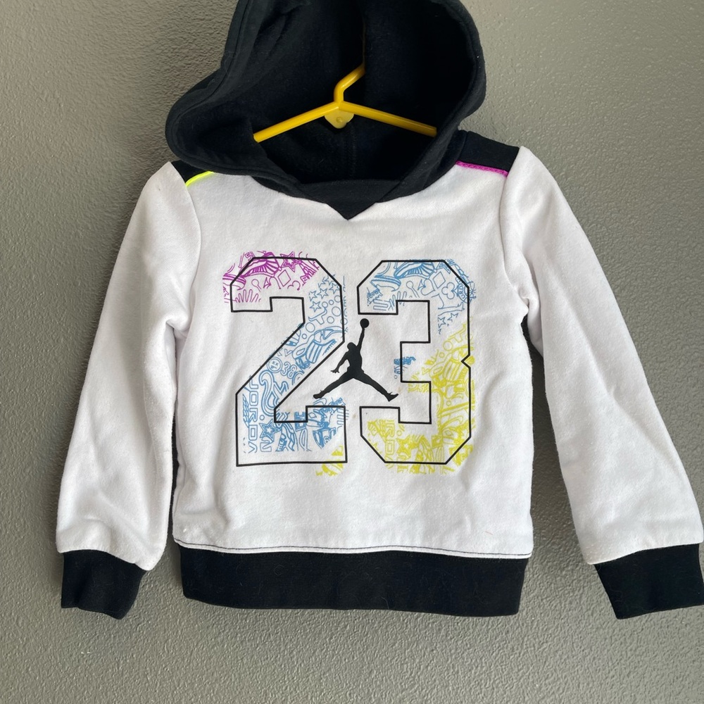 Jordan Kids White and Black Graphic Hoodie